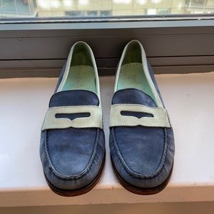 Cole Haan Blue Suede Penny Loafers, Size 8.5